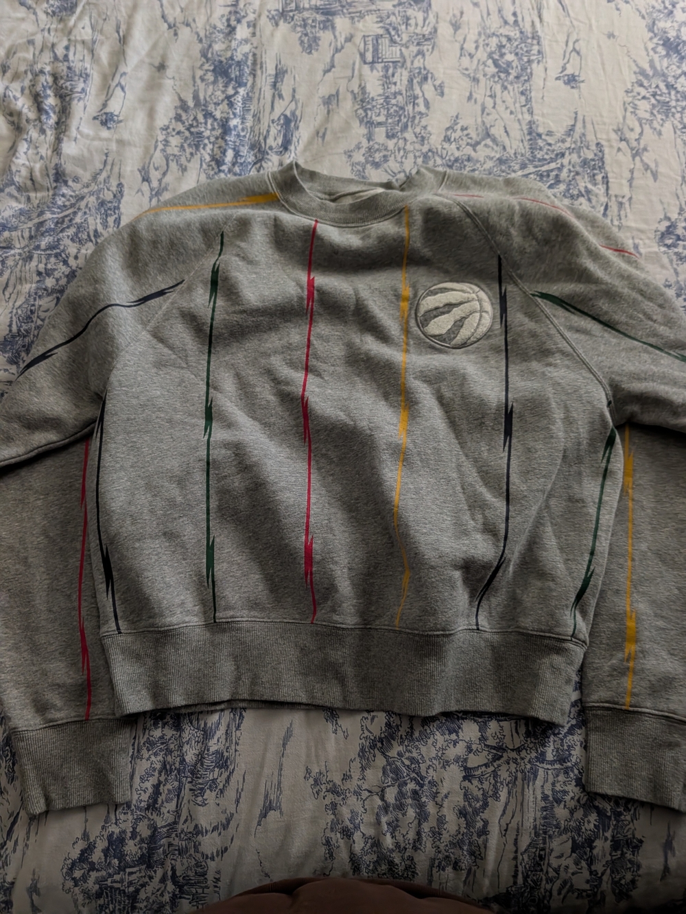 Raptor X HBC Grey Crewneck Sweatshirt with Multicolor Stripes